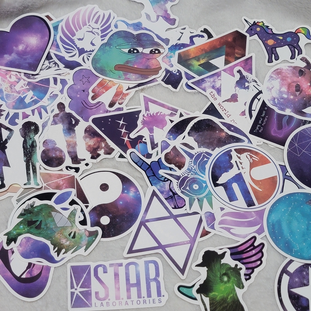 Sticker Bundle: 64 Galaxy Themed Vinyl Stickers
